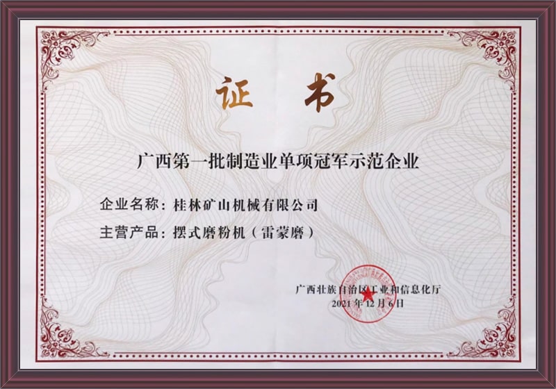 第一批制造业单项冠军示范企业